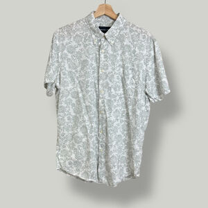 ABERCROMBIE & FITCH Shirt Men Size Large Green Floral Button-up Short sleeves